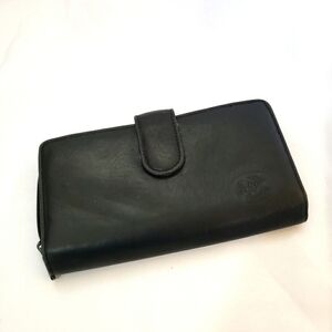 Buxton Black Leather Full Size Wallet Top Grain Cowhide Zip Around Checkbook
